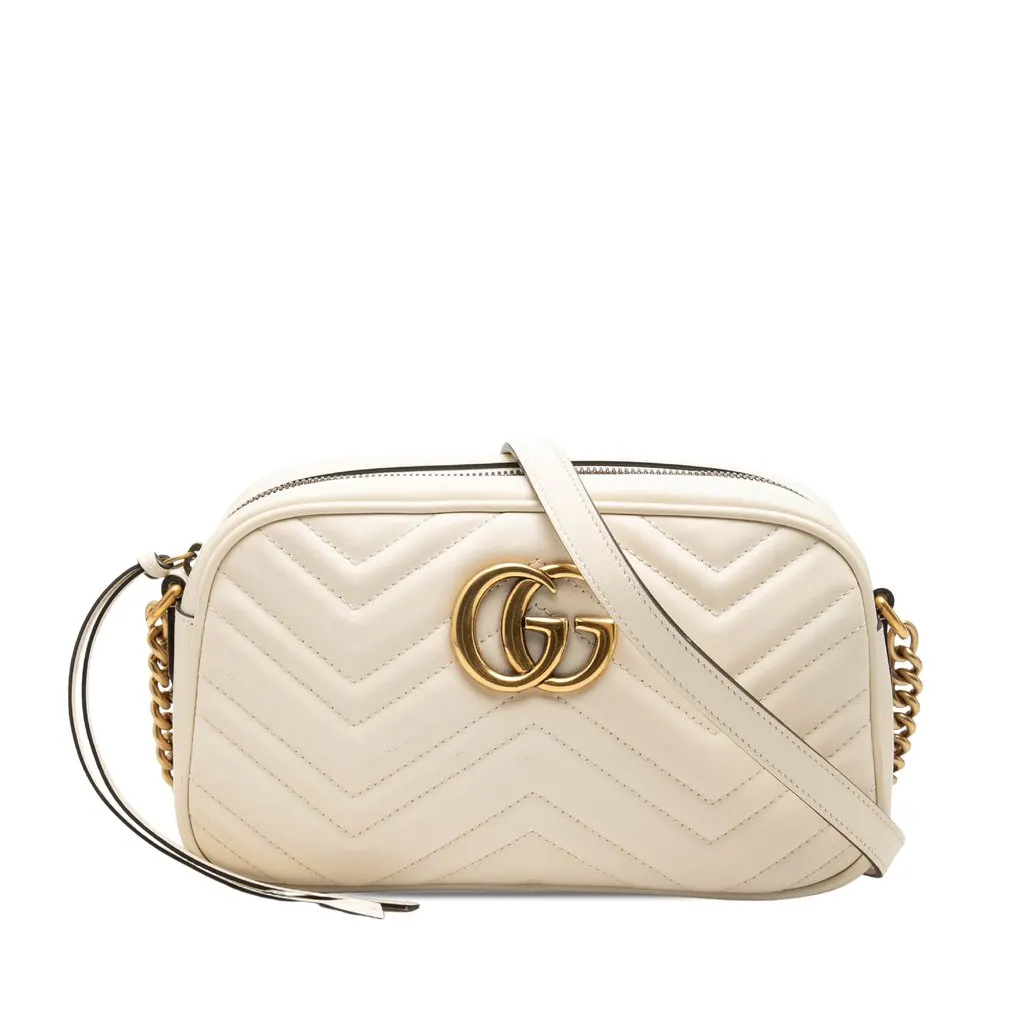 Gucci Small GG Marmont Matelasse Calfskin Crossbody Brown Leather Very good - Front View