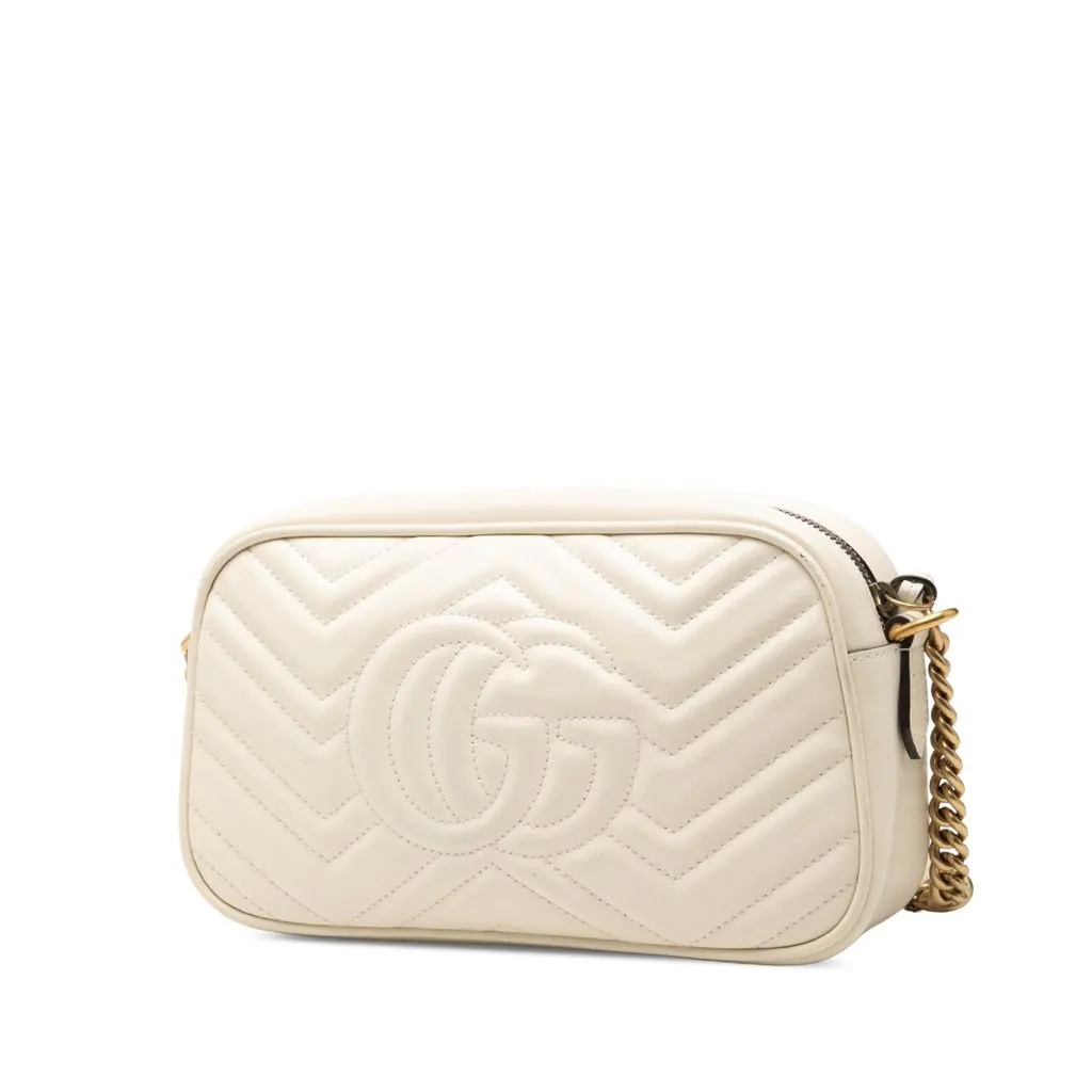 Gucci Small GG Marmont Matelasse Calfskin Crossbody Brown Leather Very good - Back View