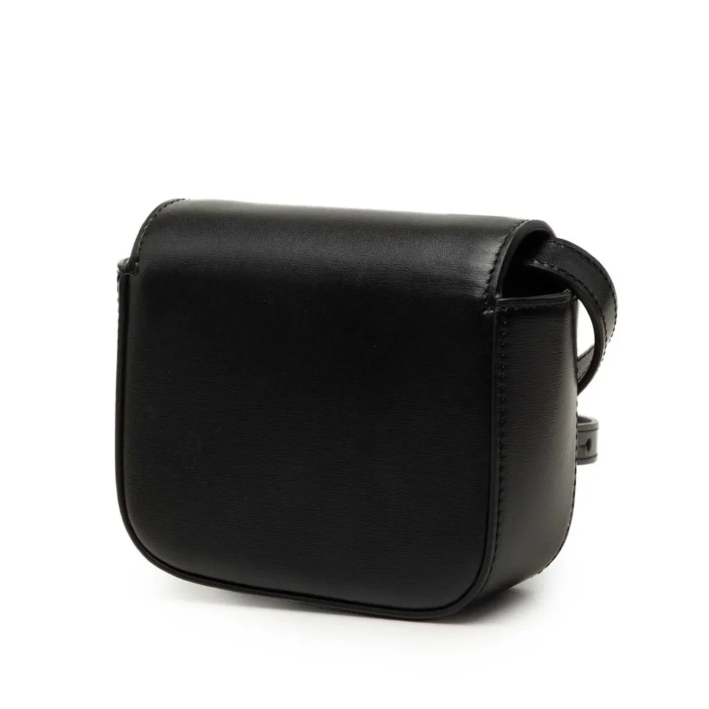 Celine Mini Shiny Calfskin Triomphe Crossbody Black Leather Very good - Back View