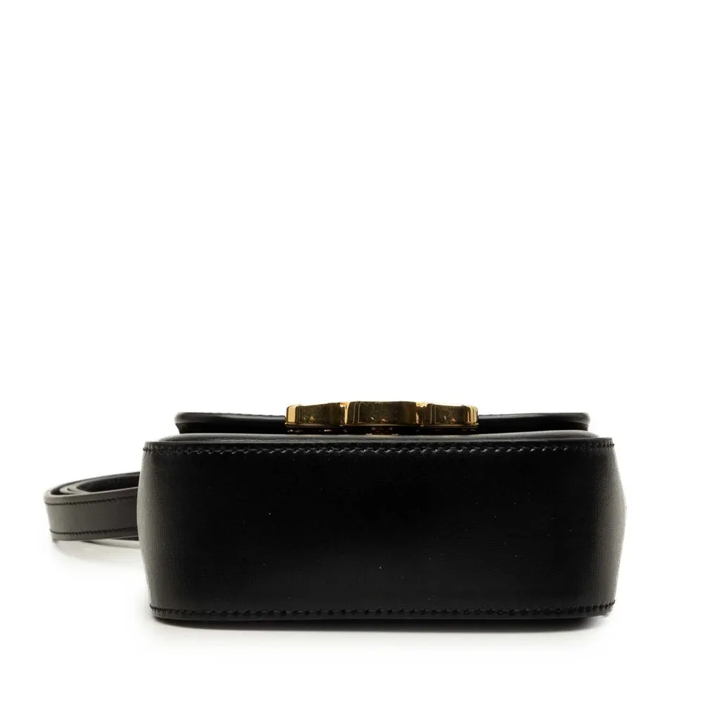 Celine Mini Shiny Calfskin Triomphe Crossbody Black Leather Very good - Inside View