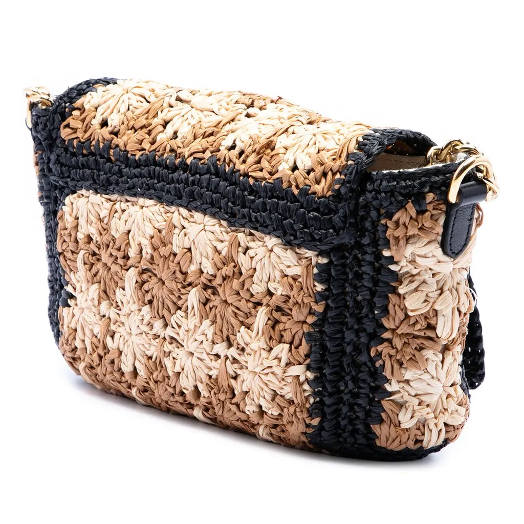 Gucci Small GG Marmont Raffia Crossbody Beige Very good - Back View
