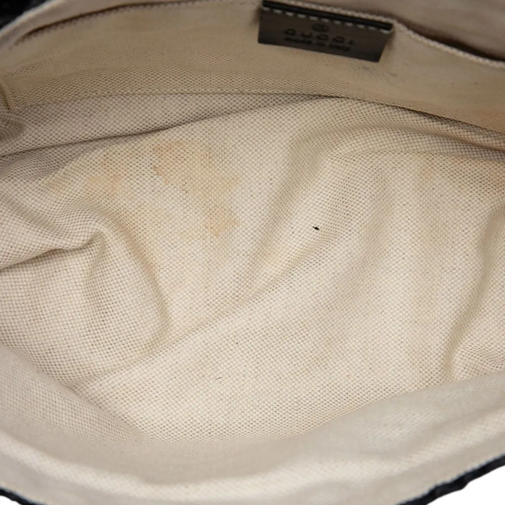 Gucci Small GG Marmont Raffia Crossbody Beige Very good - Model View