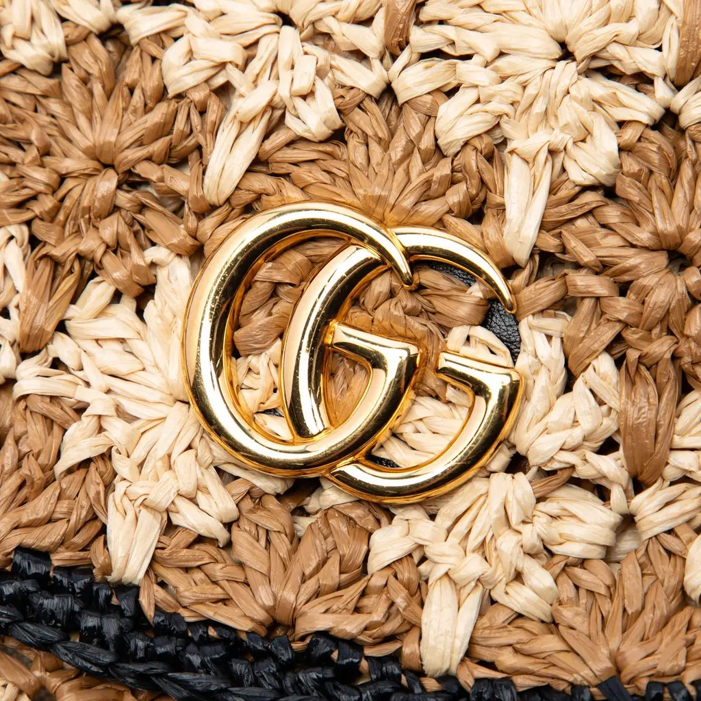 Gucci Small GG Marmont Raffia Crossbody Beige Very good - Box View