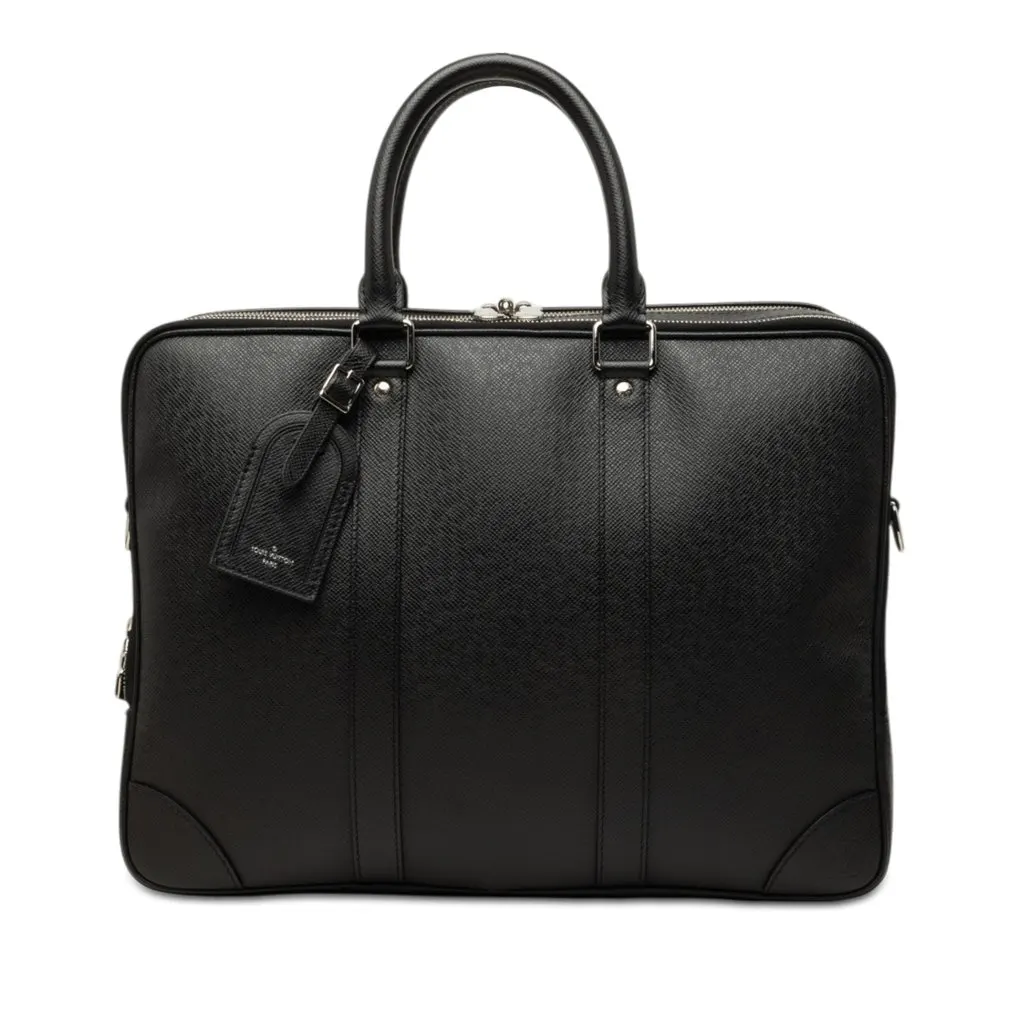 Louis Vuitton Taiga Porte Documents Voyage Black Leather Very good - Front View