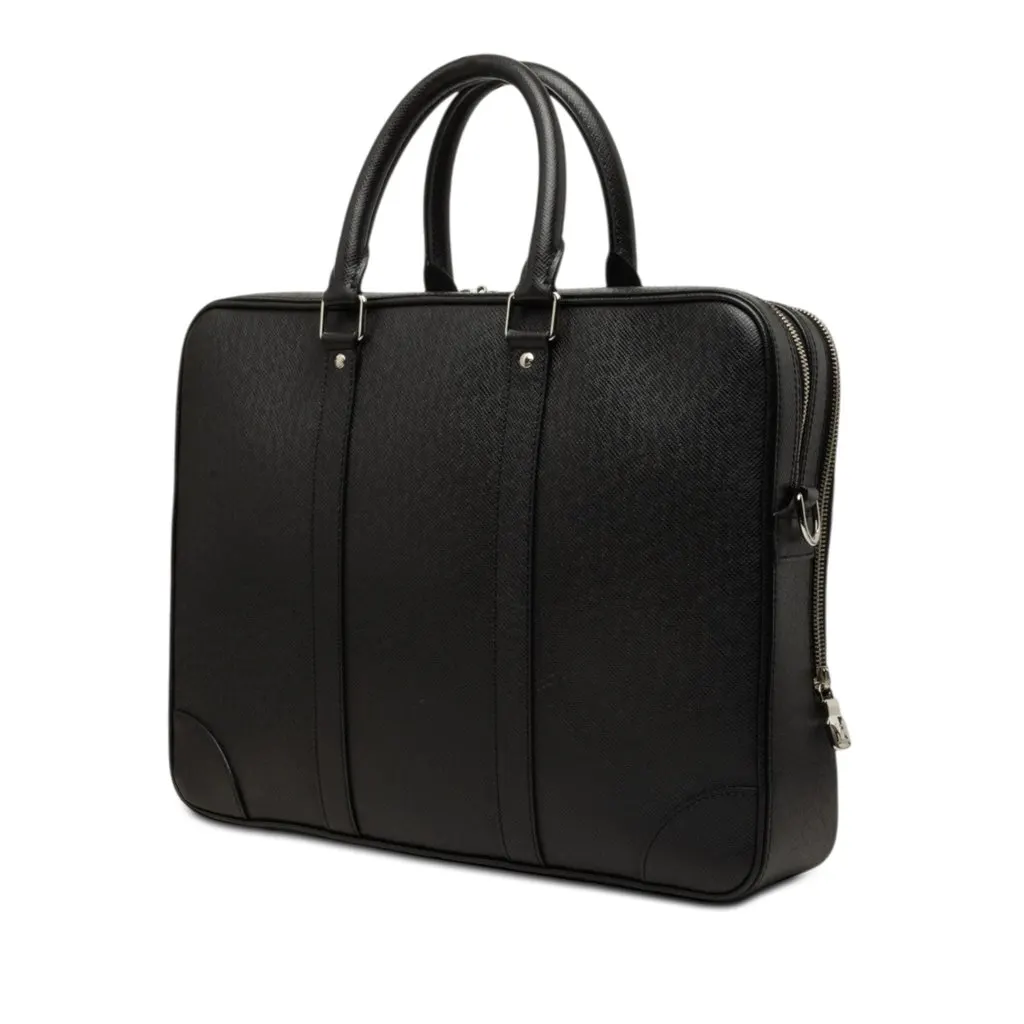 Louis Vuitton Taiga Porte Documents Voyage Black Leather Very good - Back View