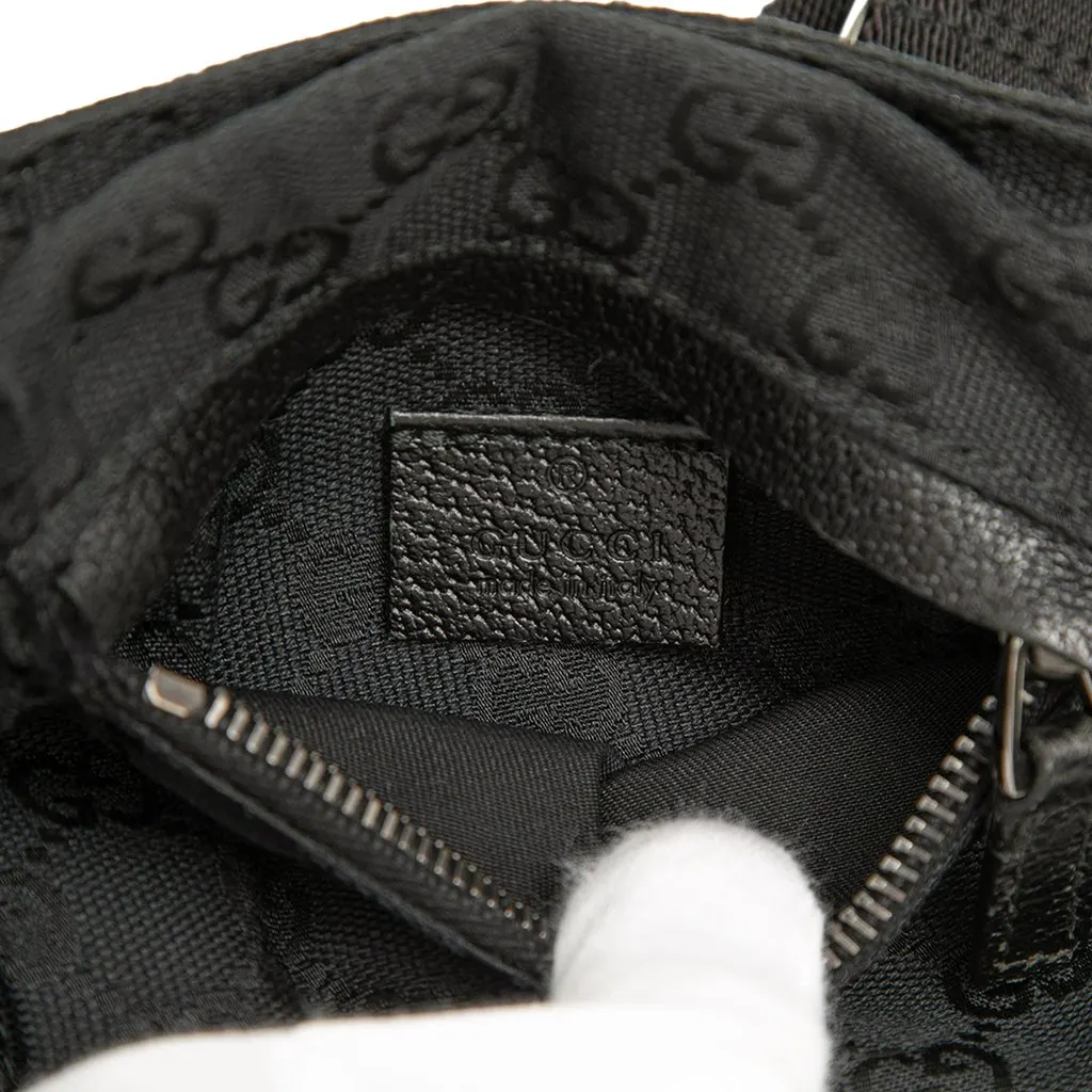 Gucci GG Canvas Double Pocket Belt Bag Black Canvas Good - Box View