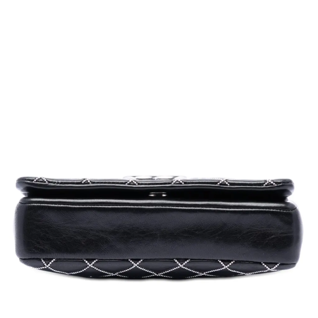 Chanel Mini CC Quilted Lambskin Beaded Full Flap Black Leather Very good - Inside View