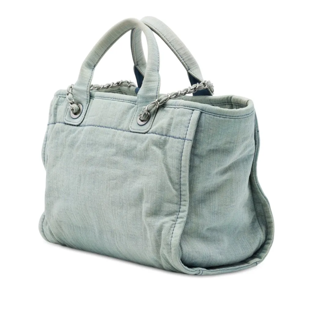 Chanel Small Denim Deauville Tote Blue Very good - Back View