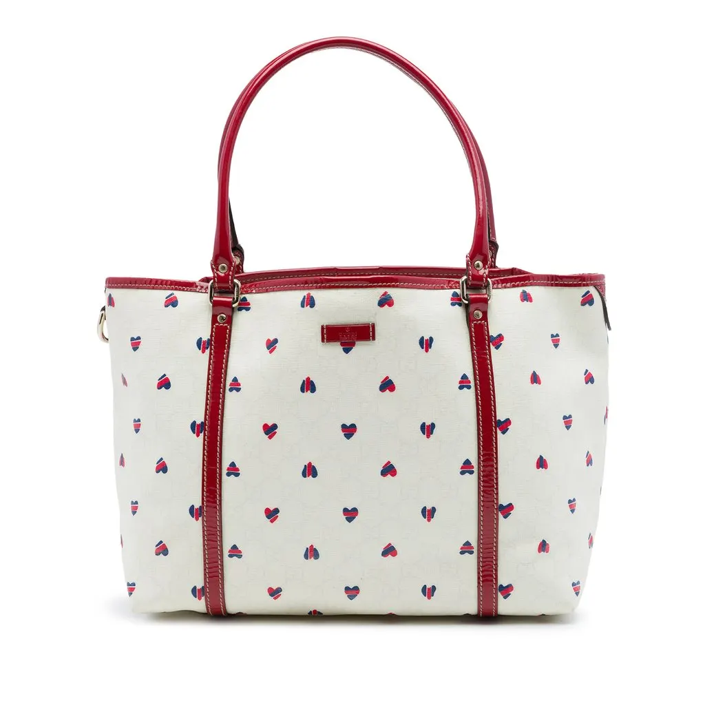 Gucci Medium GG Supreme Hearts Joy Tote White Very good - Front View