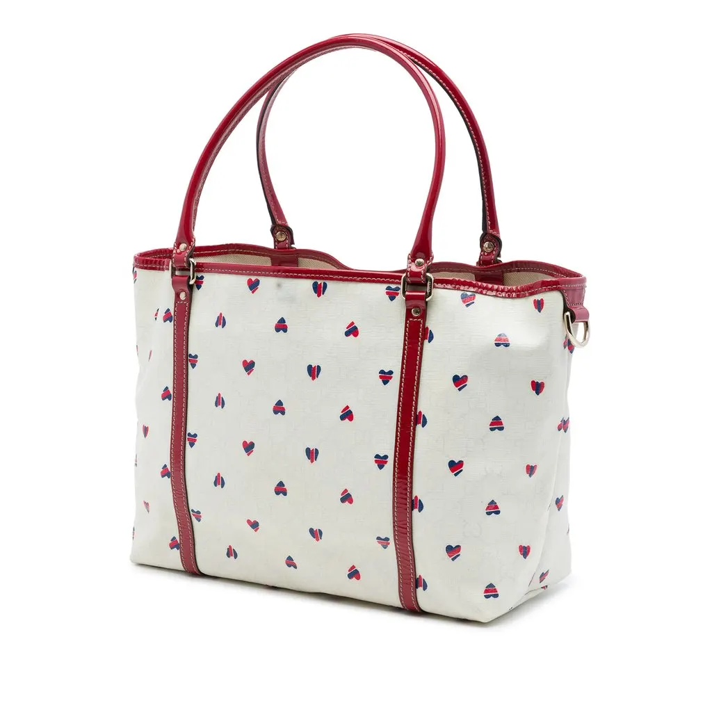 Gucci Medium GG Supreme Hearts Joy Tote White Very good - Back View