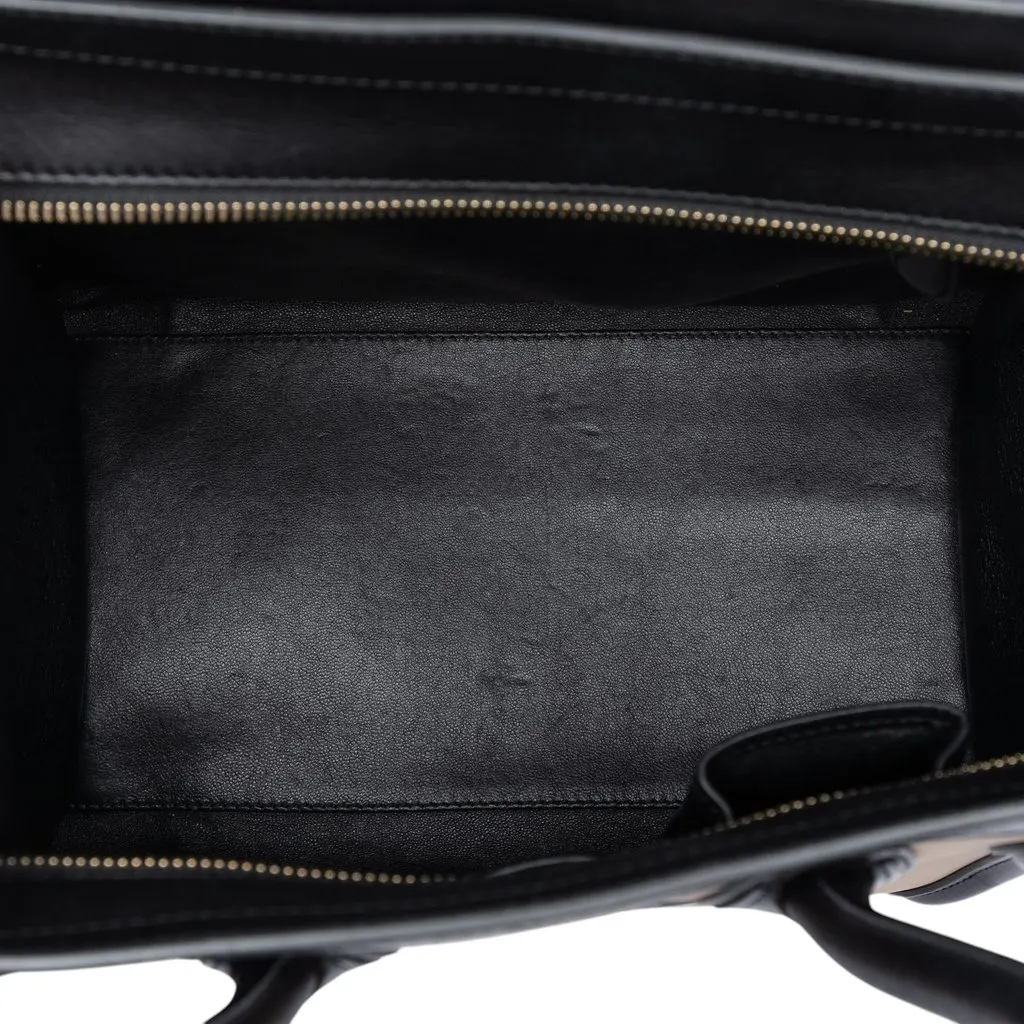 Celine Mini Tricolor Nubuck and Calfskin Luggage Tote Beige Leather Very good - Model View