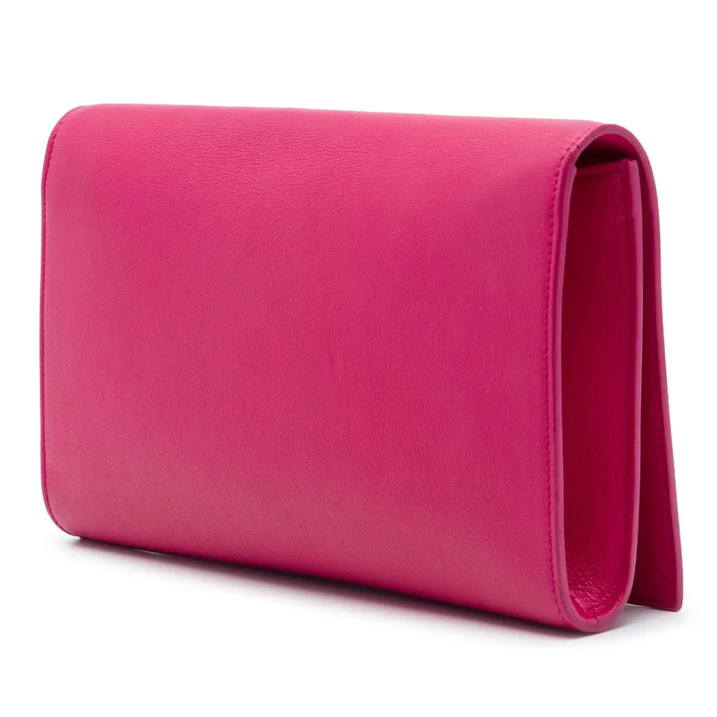 Saint Laurent Leather Belle De Jour Clutch Pink Leather Very good - Back View