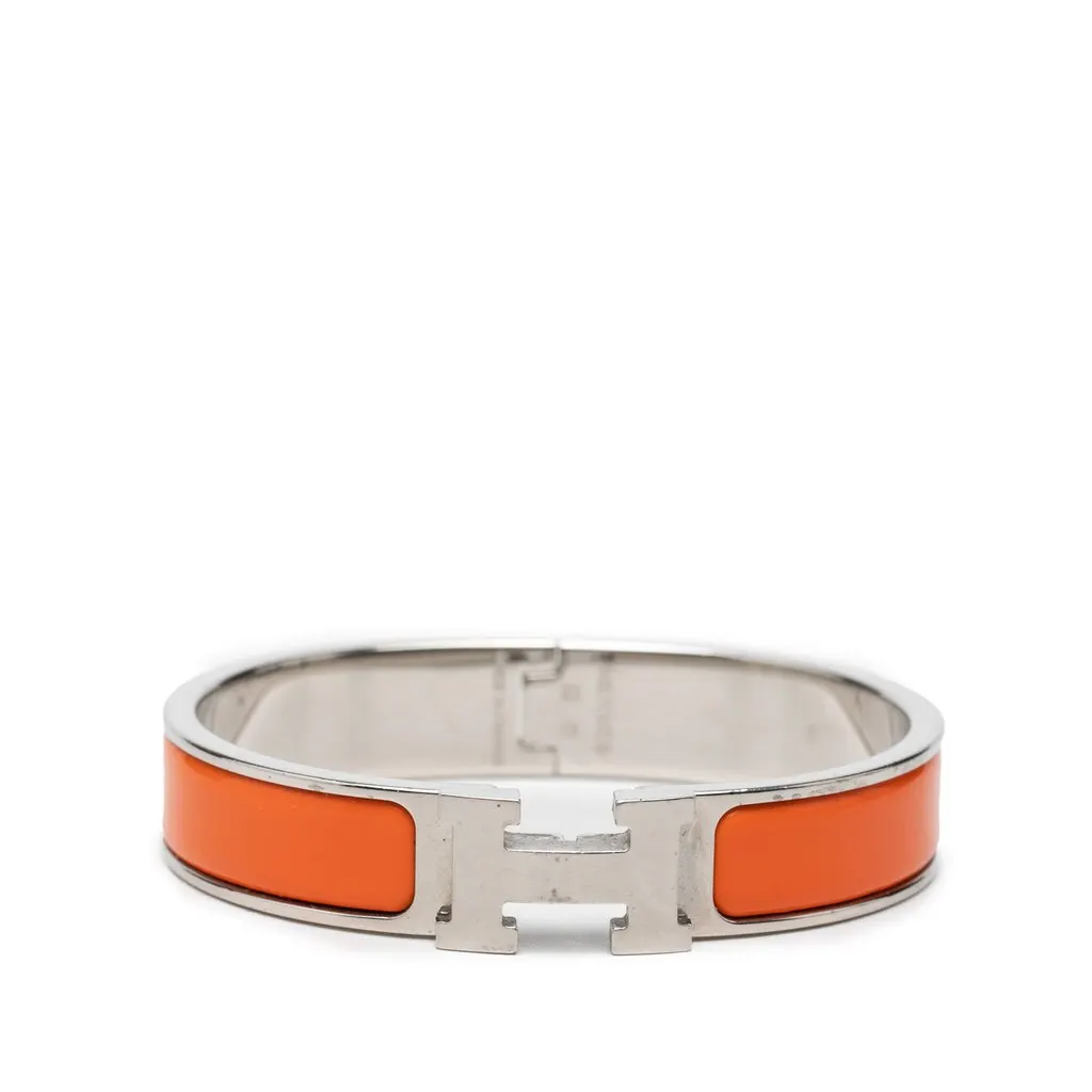 Hermès Narrow Enamel Clic H Bracelet PM Orange Very good - Front View