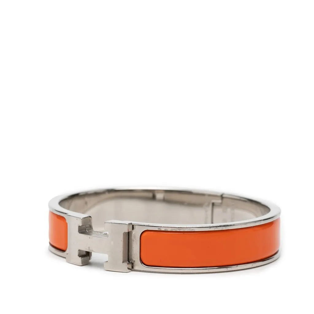 Hermès Narrow Enamel Clic H Bracelet PM Orange Very good - Back View