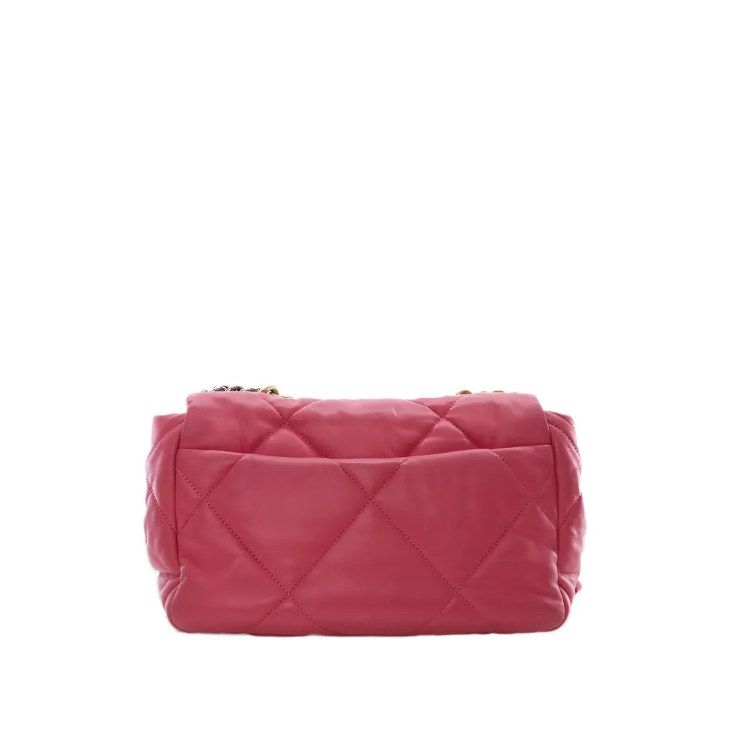 Chanel Medium Lambskin 19 Flap Pink Leather Very good - Back View
