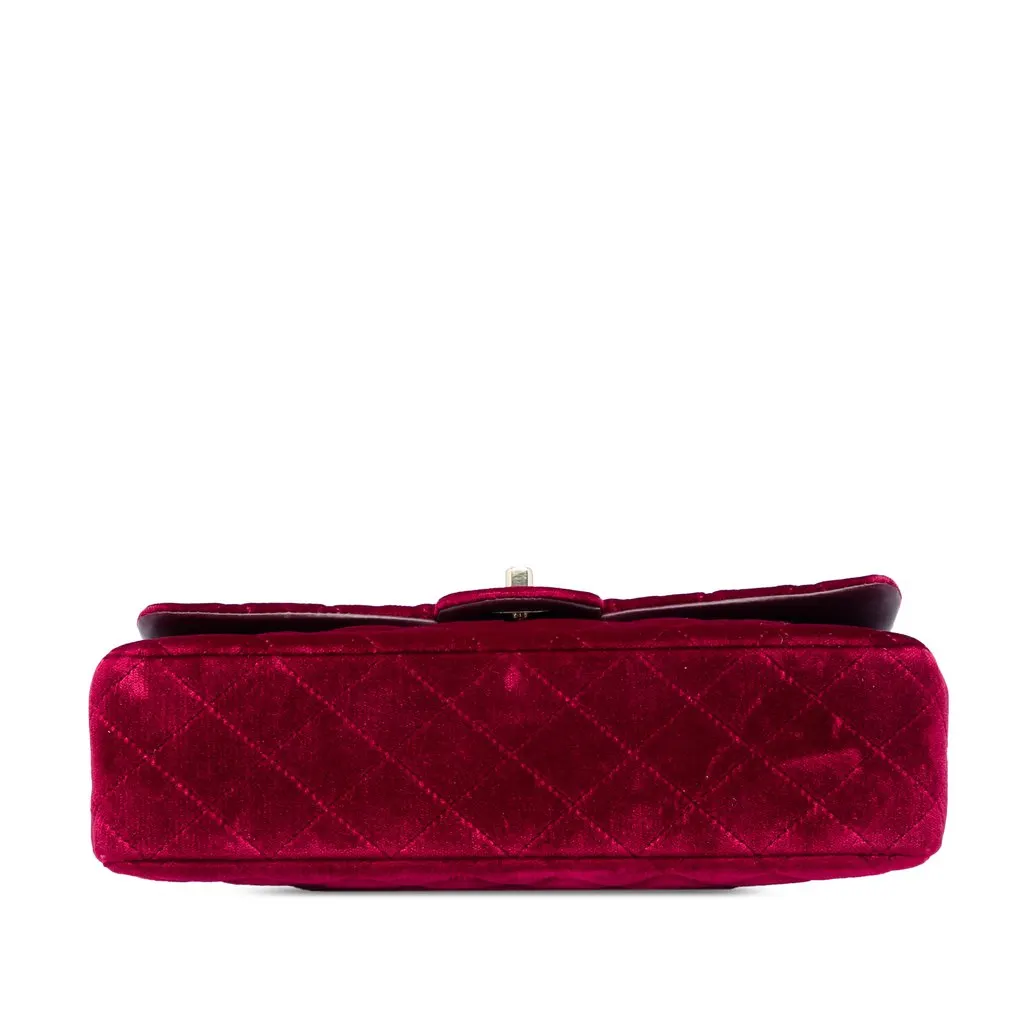 Chanel Medium Classic Velvet Double Flap Red Very good - Inside View