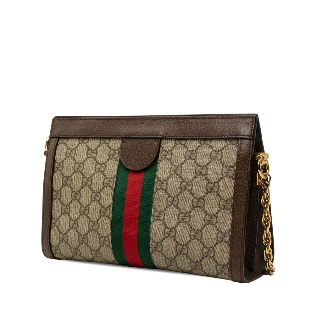 Gucci Small GG Supreme Web Ophidia Chain Crossbody Beige Canvas Very good - Back View