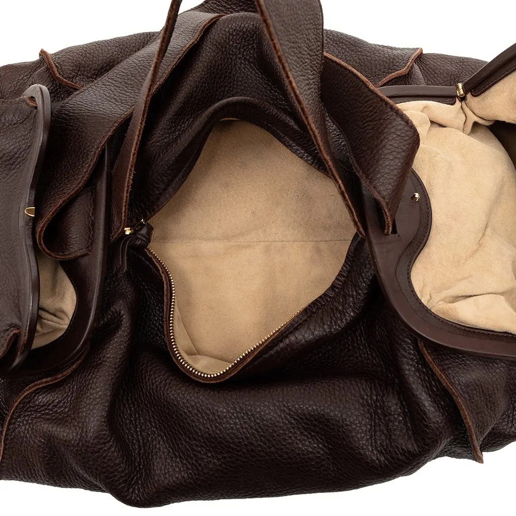 Bottega Veneta Leather Side Pocket Shoulder Bag Brown Leather Good - Model View