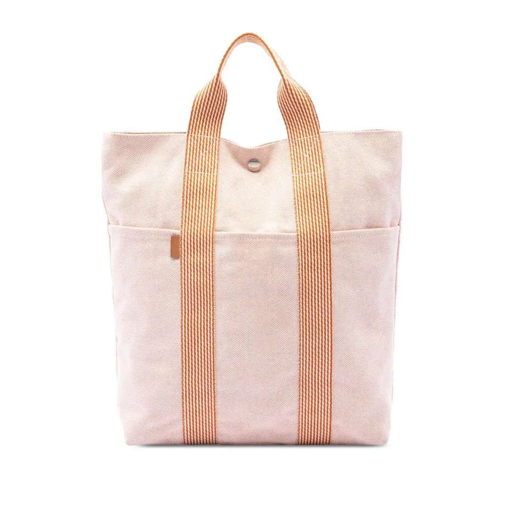 Hermès Toile Fourre Tout Cabas Beige Very good - Front View