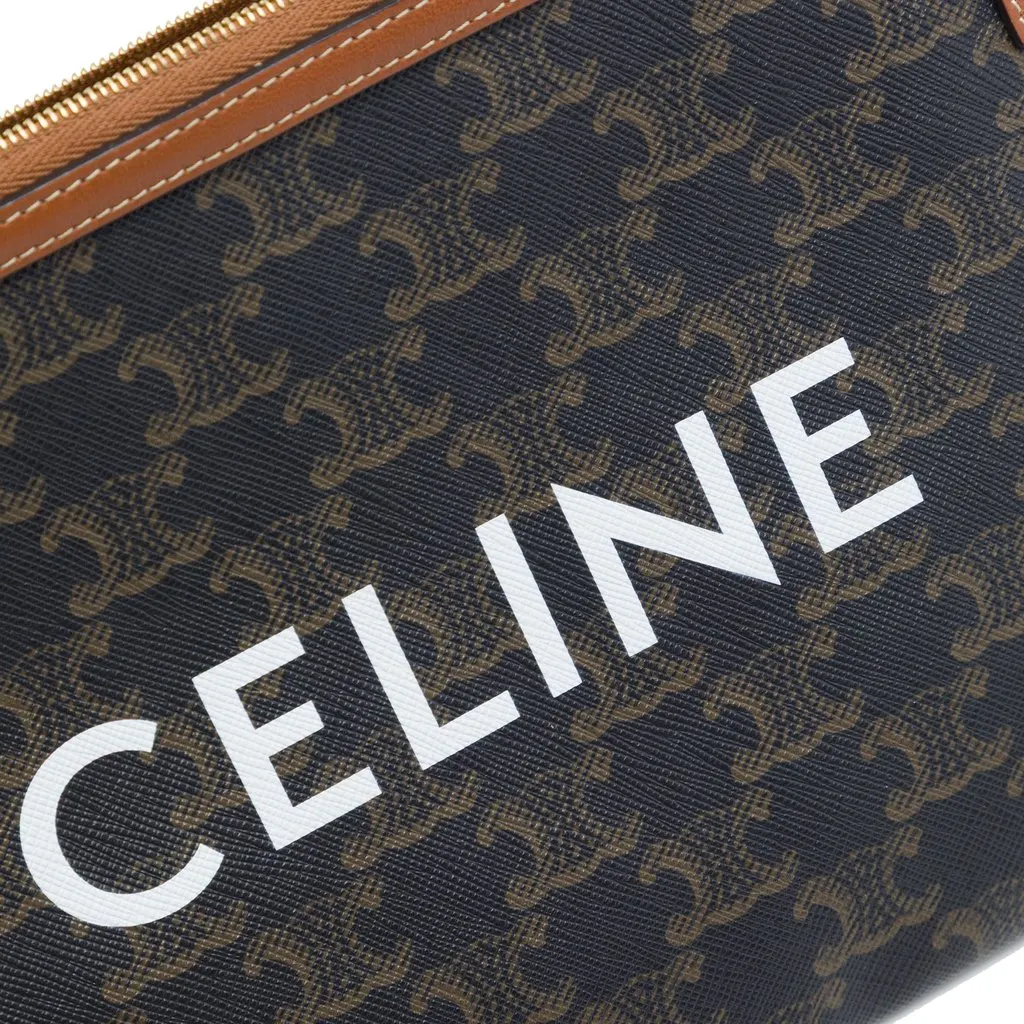 Celine Small Triomphe Coated Canvas Clutch Brown Canvas Very good - Box View