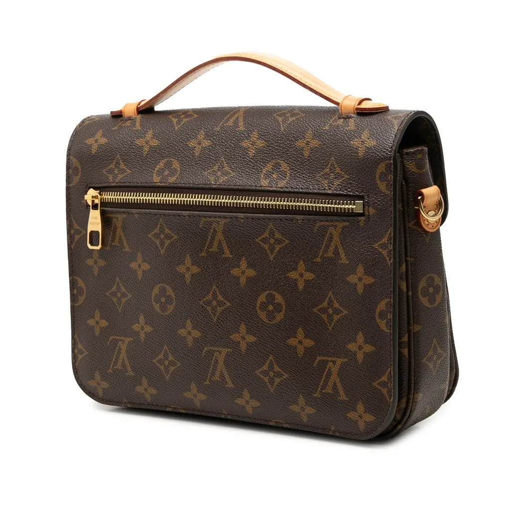 Louis Vuitton Monogram Pochette Metis Brown Canvas Good - Back View