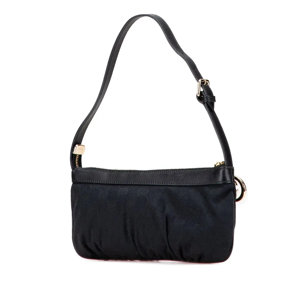 Gucci GG Canvas Interlocking G Shoulder Bag Black Very good - Back View