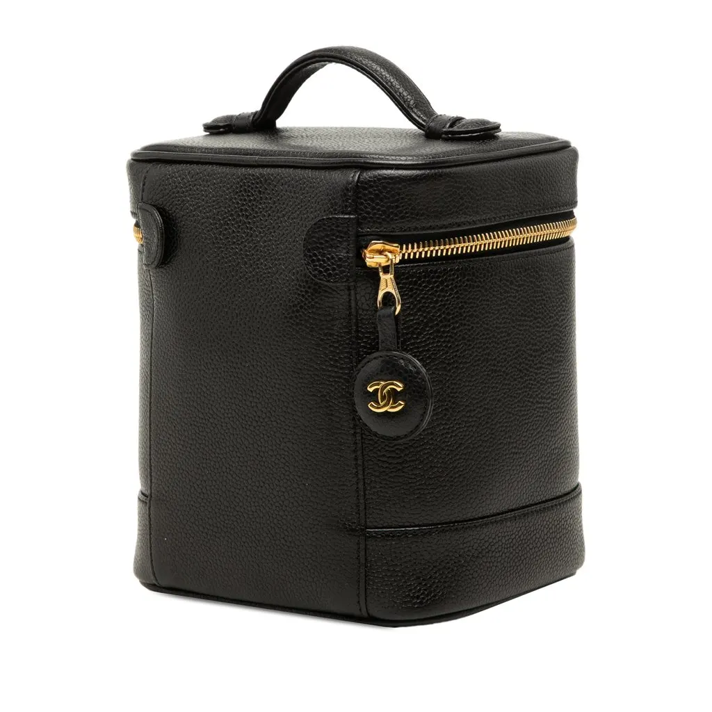 Chanel CC Caviar Vanity Case Black Leather Very good - Back View
