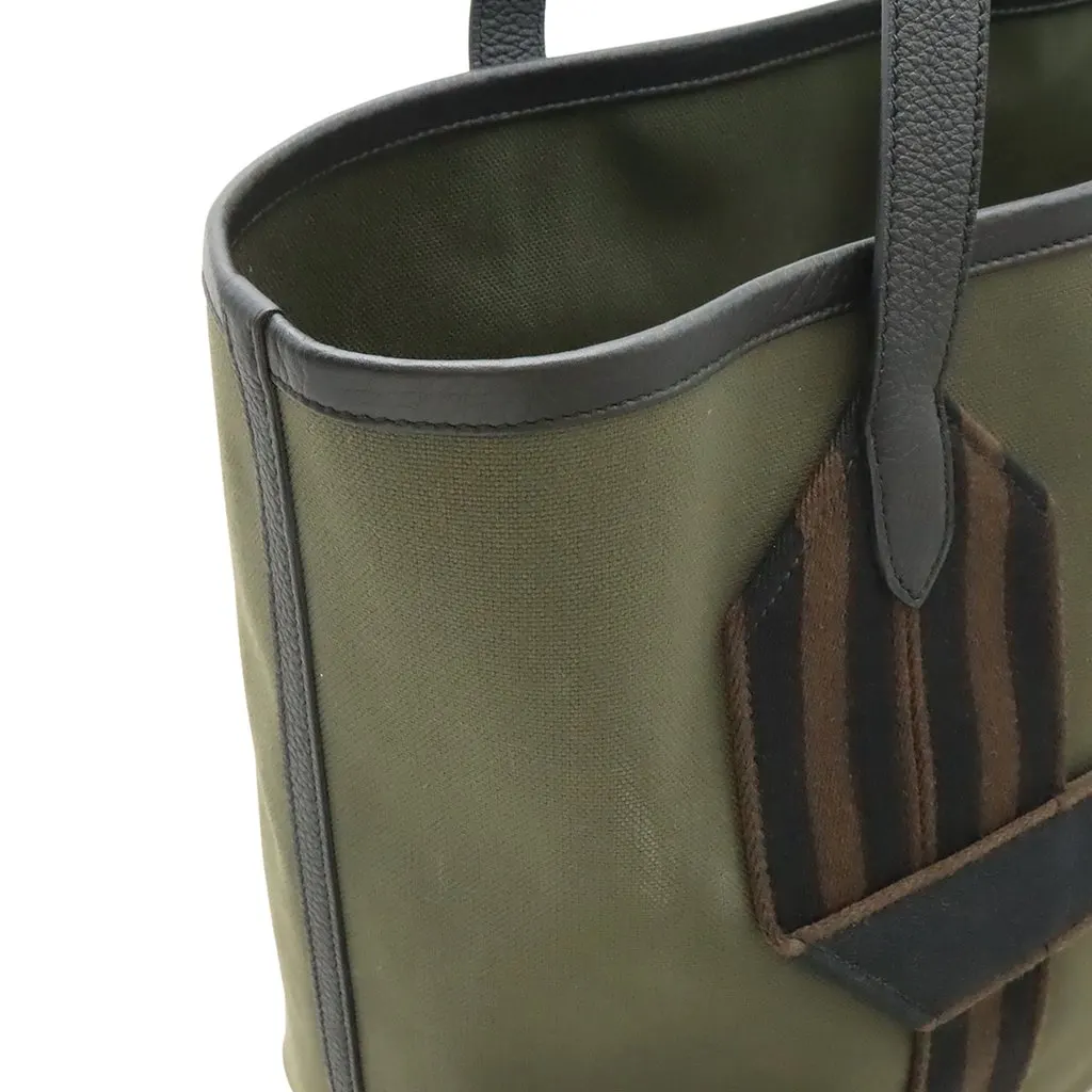 Hermès Toile Militaire and Clemence Pursangle Tote Green Very good - Model View