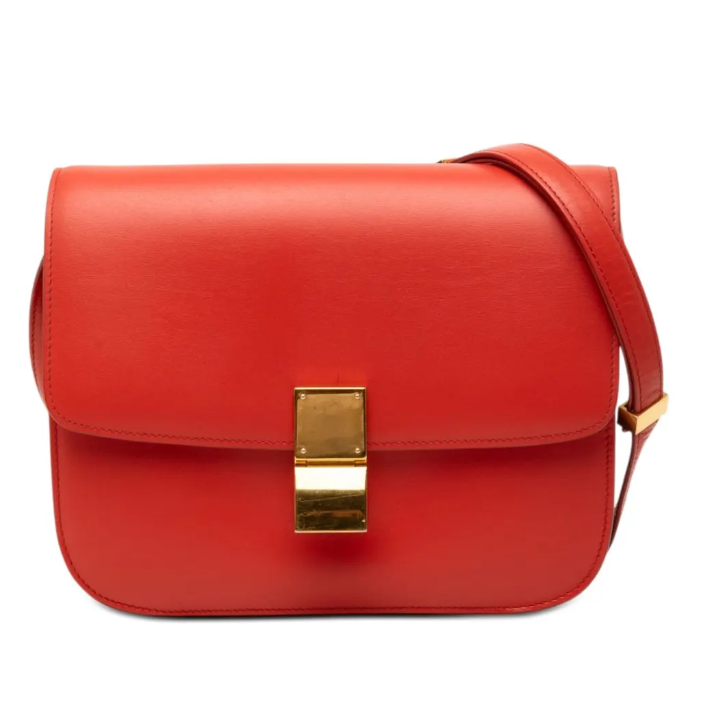 Celine Medium Calfskin Classic Box Orange Leather Very good - Front View