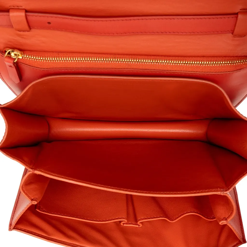 Celine Medium Calfskin Classic Box Orange Leather Very good - Model View