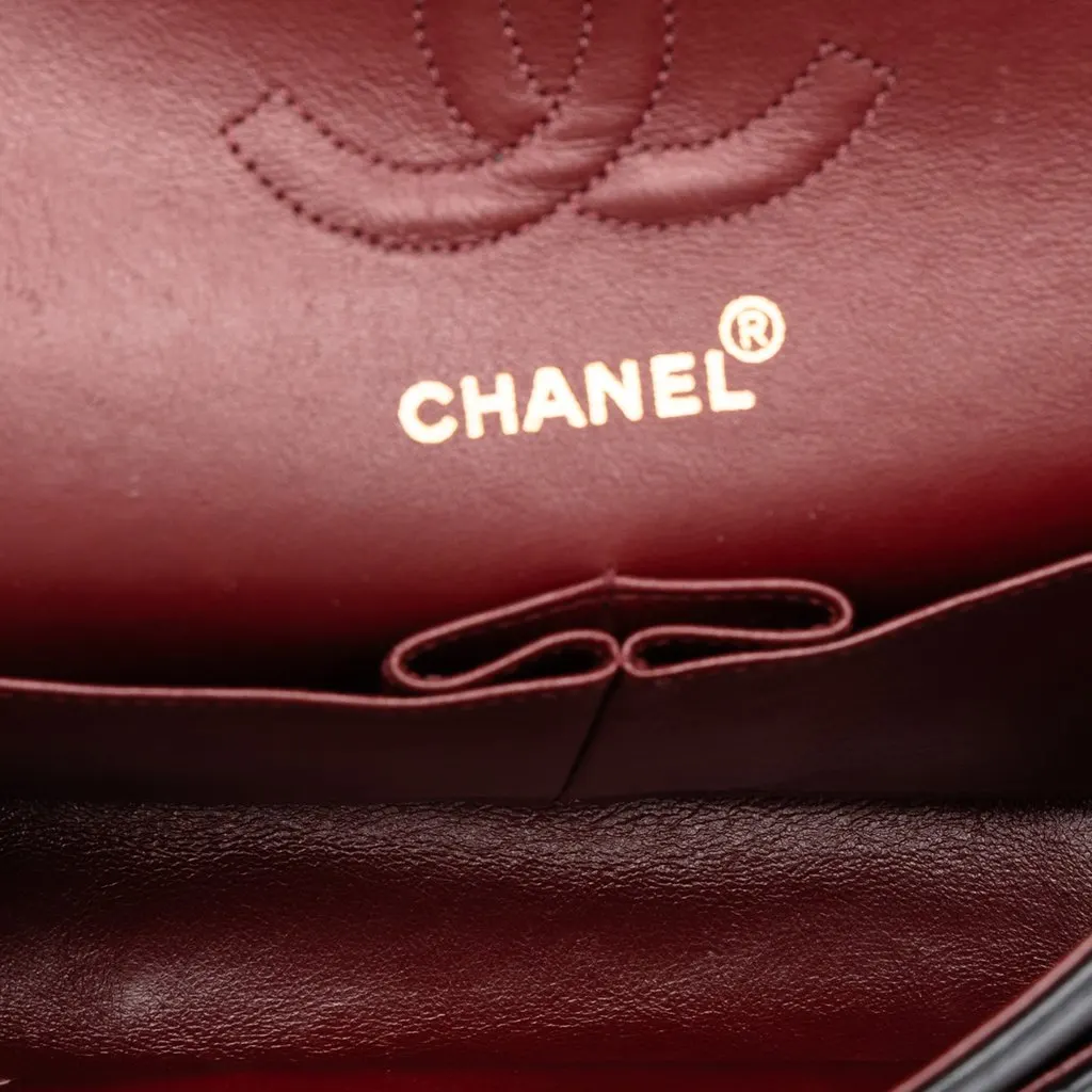 Chanel Small Classic Lambskin Double Flap Black Leather Good - Model View