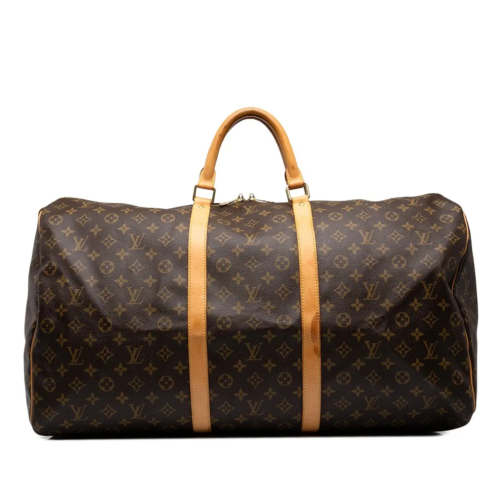 Louis Vuitton Monogram Keepall 60 Brown Canvas Good - Front View