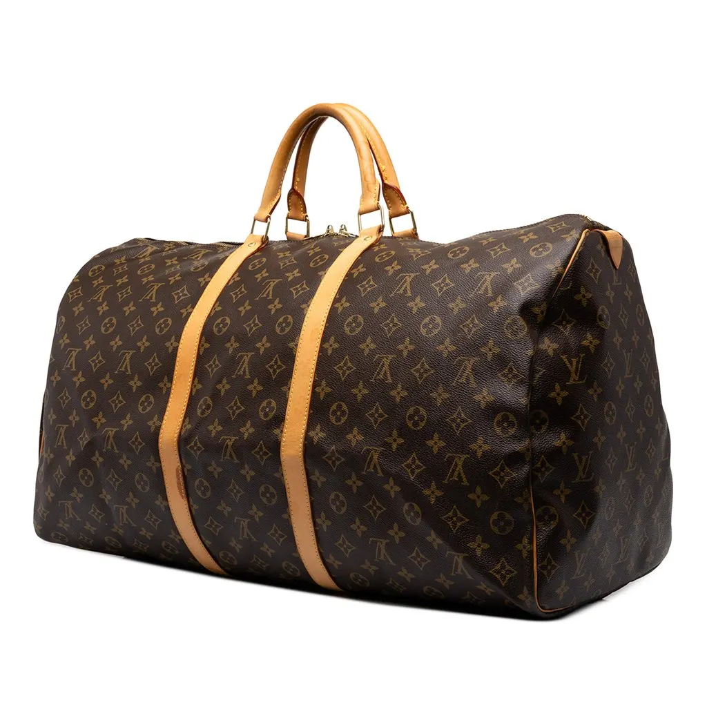 Louis Vuitton Monogram Keepall 60 Brown Canvas Good - Back View