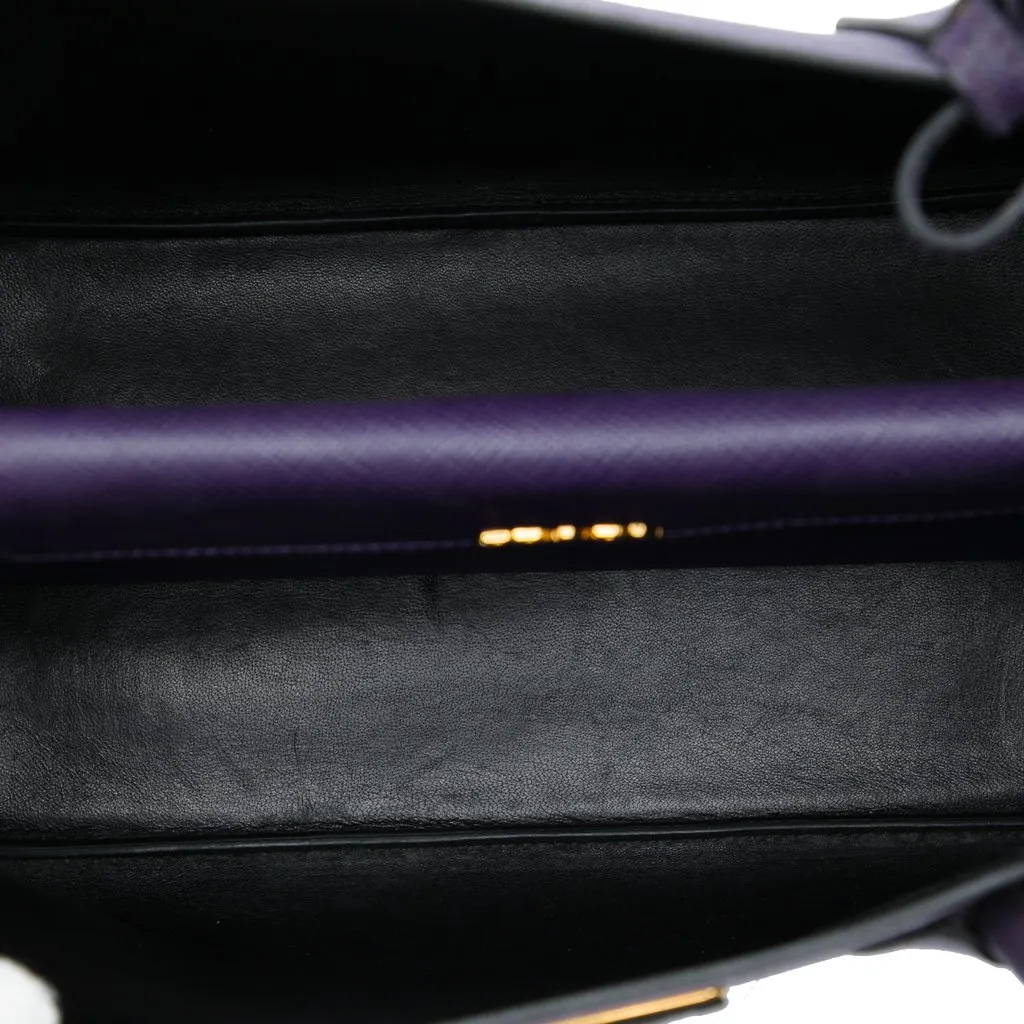 Prada Medium Saffiano Cuir Double Satchel Purple Leather Very good - Model View