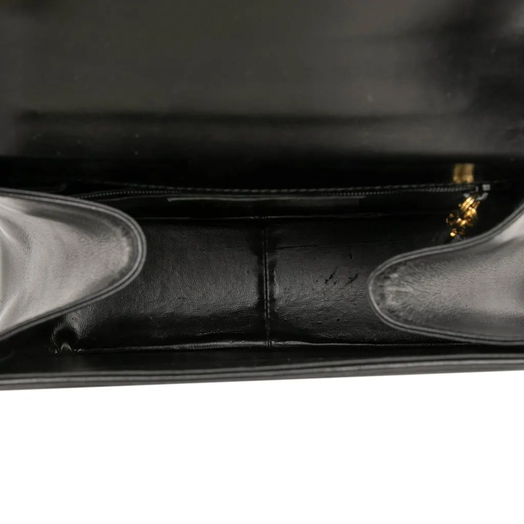 Salvatore Ferragamo Calfskin Metal Top Handle Bag Black Leather Very good - Model View
