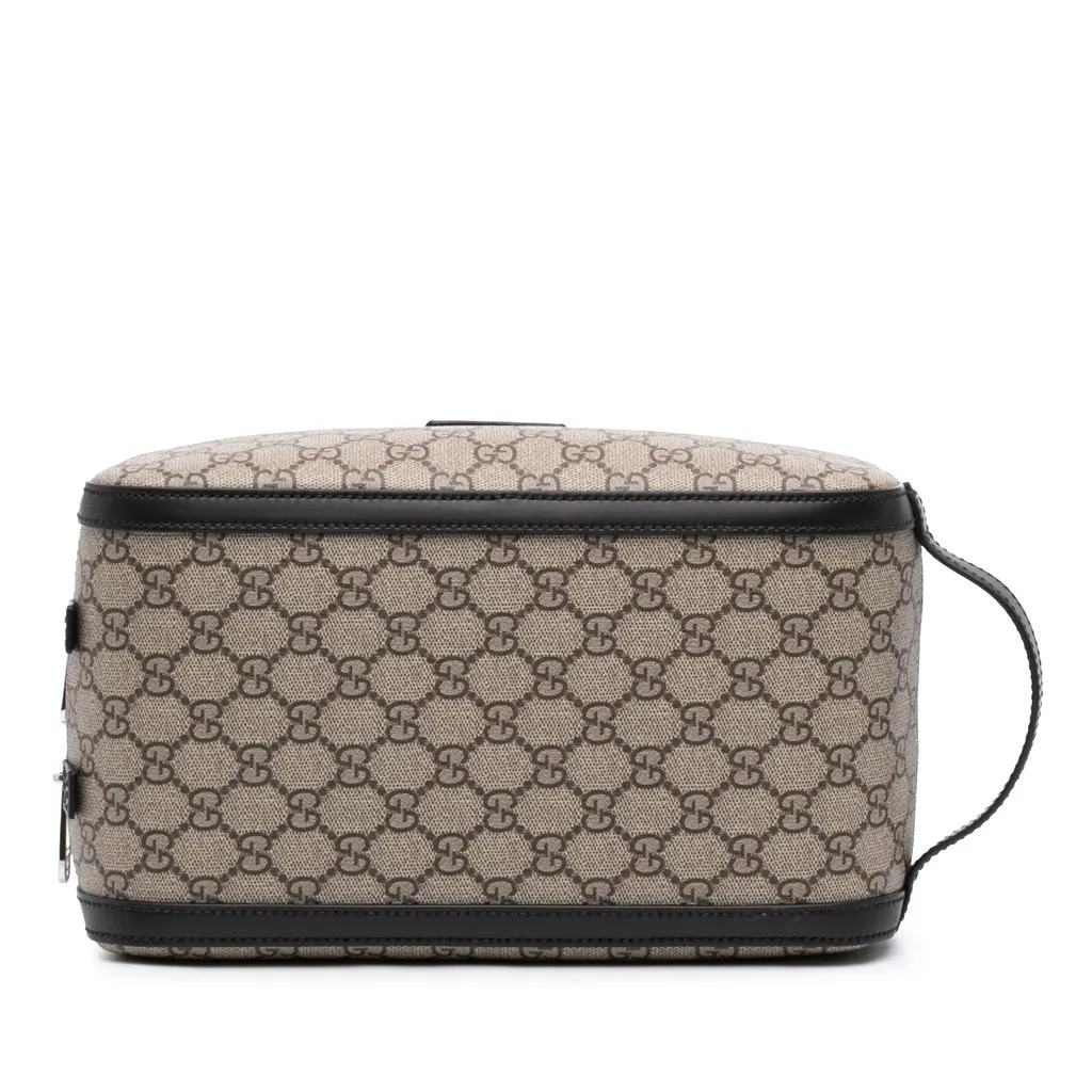 Gucci GG Supreme Double Zip Toiletry Case Beige Very good - Inside View