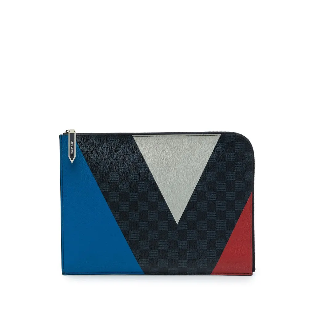 Louis Vuitton Damier Cobalt Americas Cup Pochette Jour GM Blue Canvas Very good - Front View