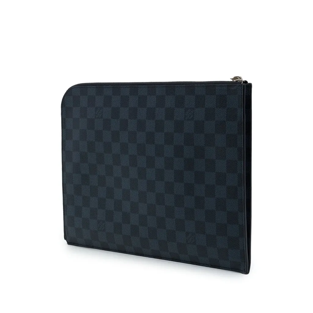 Louis Vuitton Damier Cobalt Americas Cup Pochette Jour GM Blue Canvas Very good - Back View