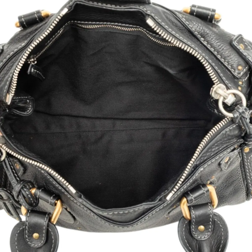 Chloé Leather Paddington Handbag Black Leather Good - Model View