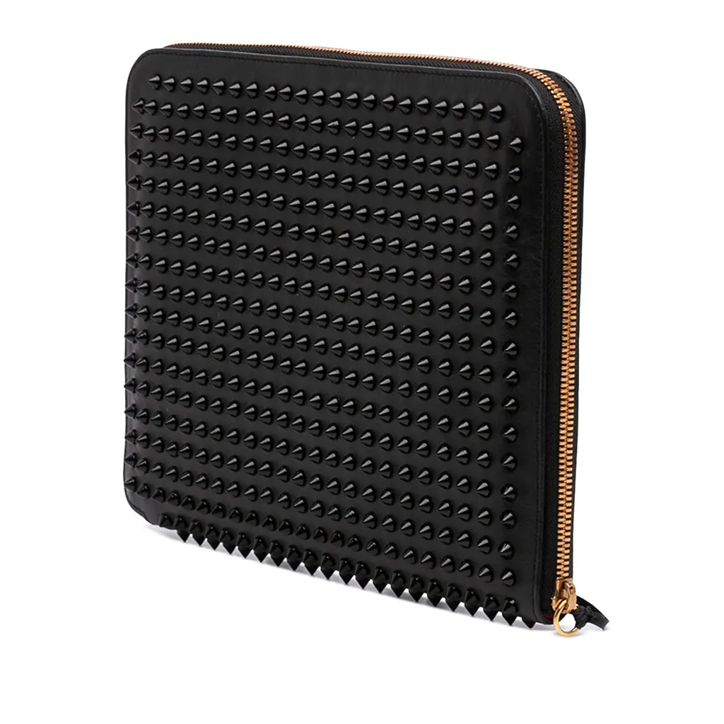 Christian Louboutin Calfskin Spike Ipad Case Black Leather Very good - Back View