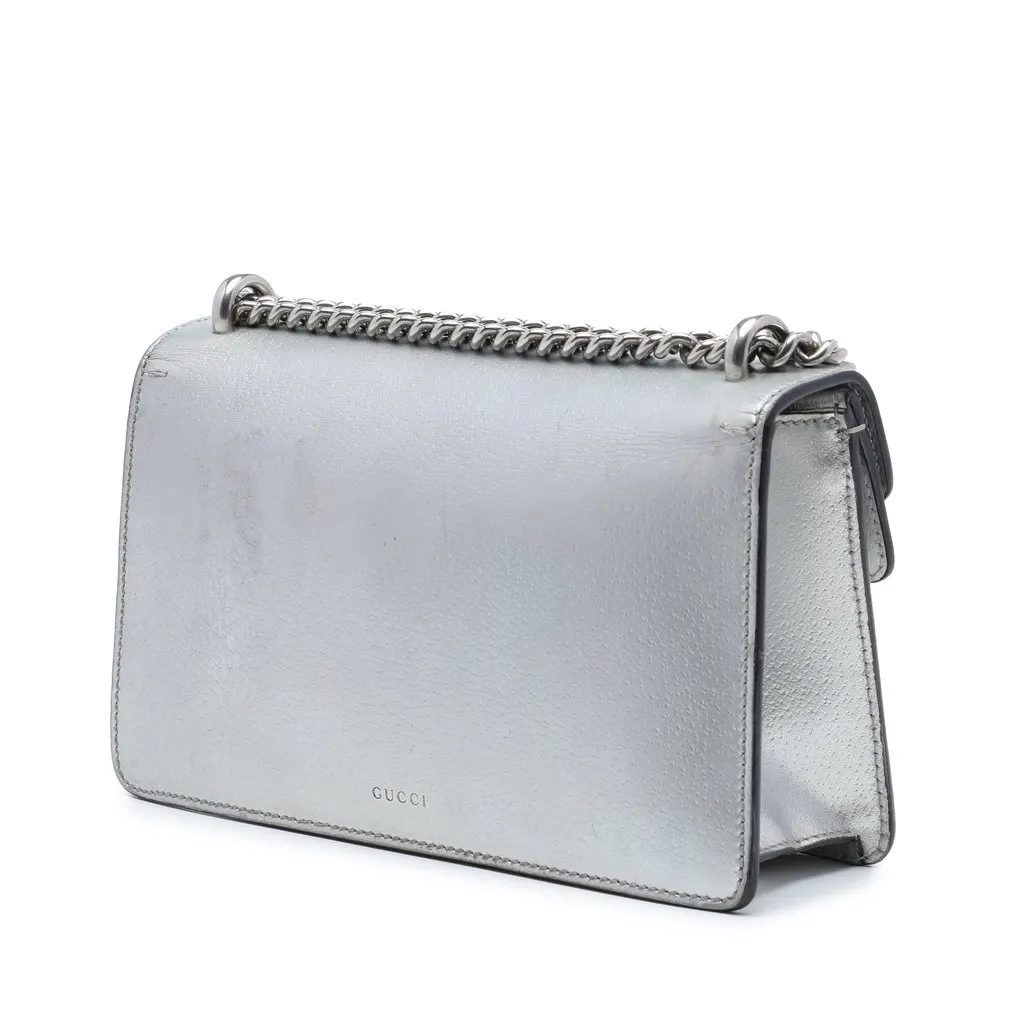 Gucci Medium Calfskin Dionysus Crossbody Silver Leather Good - Back View