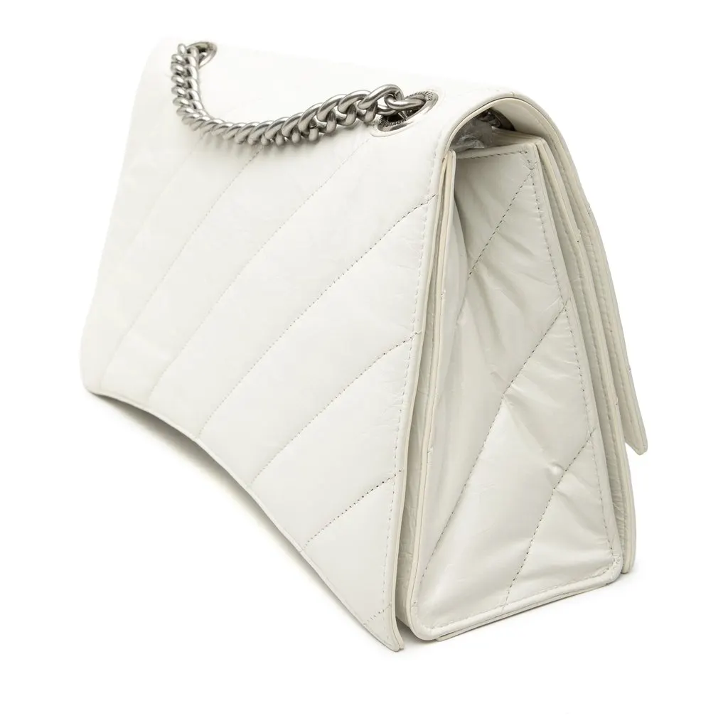 Balenciaga Medium Crushed Calfskin Chain Shoulder Bag White Leather Very good - Back View