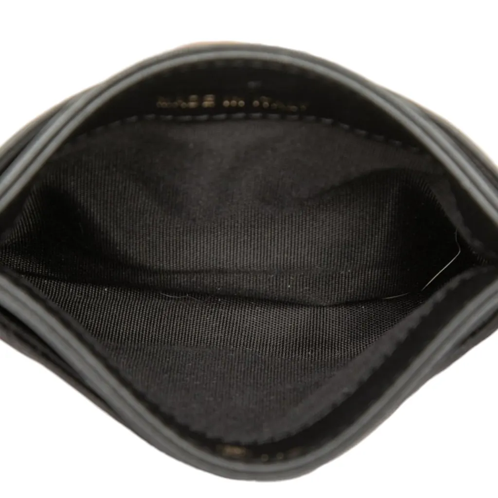 Chanel Quilted Lambskin Boy Card Holder Black Leather Very good - Model View