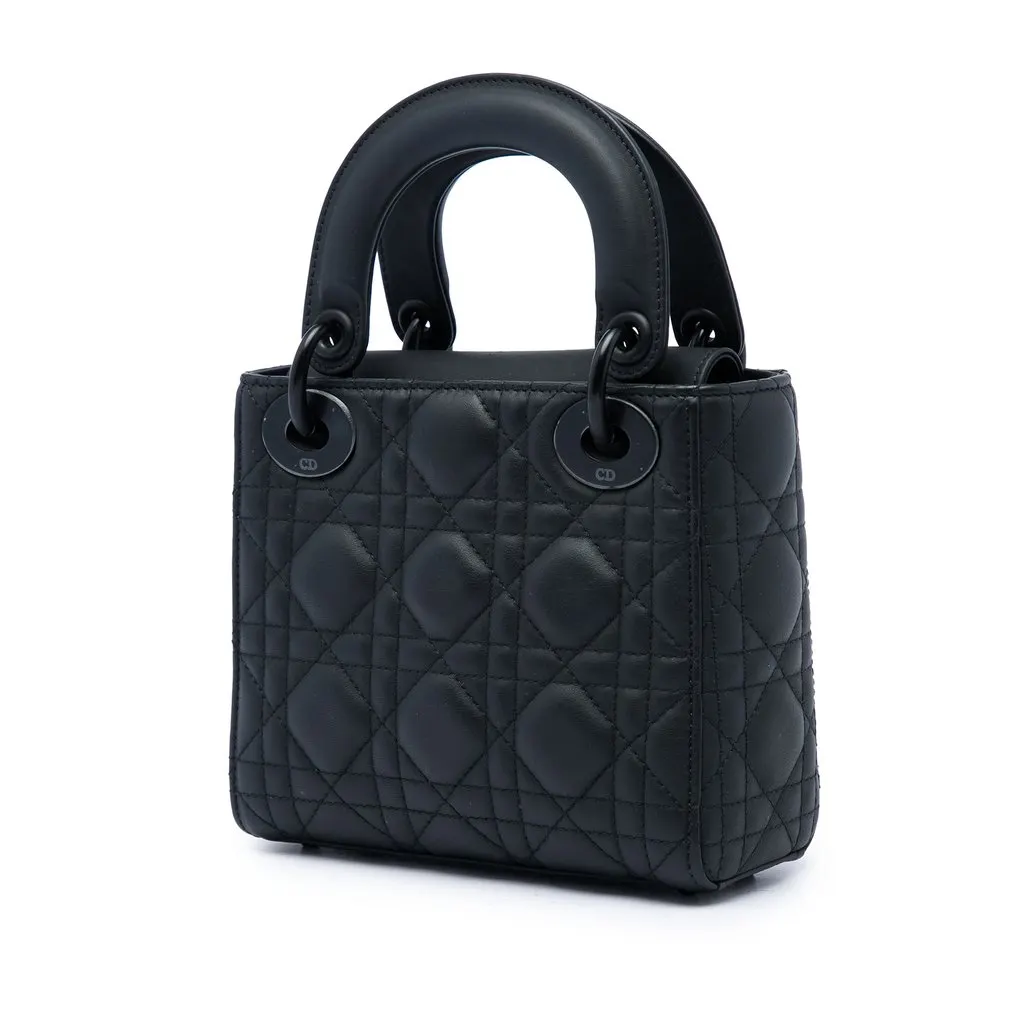 Dior Mini Ultra Matte Calfskin Cannage Lady Dior Black Leather Very good - Back View