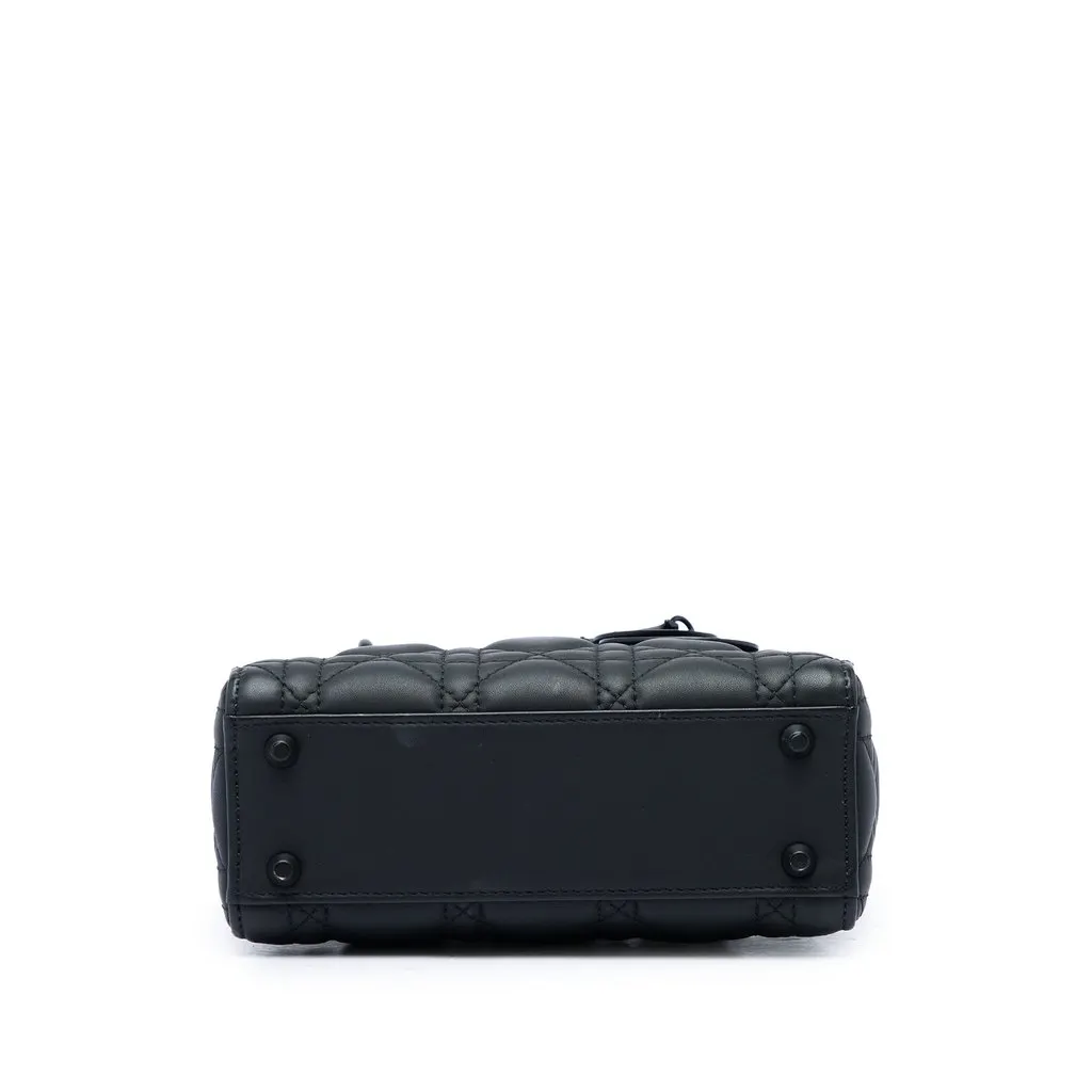 Dior Mini Ultra Matte Calfskin Cannage Lady Dior Black Leather Very good - Inside View