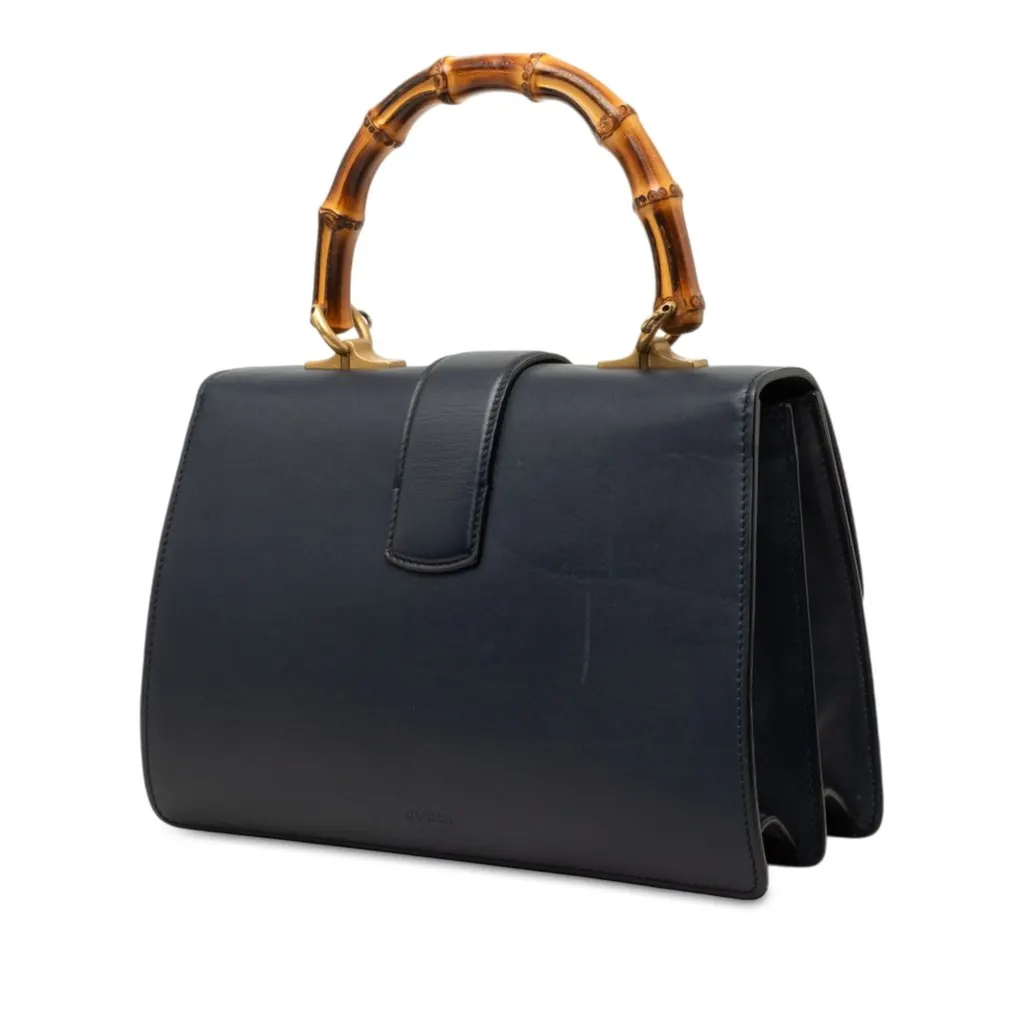 Gucci Medium Calfskin Bamboo Dionysus Web Satchel Blue Leather Very good - Back View