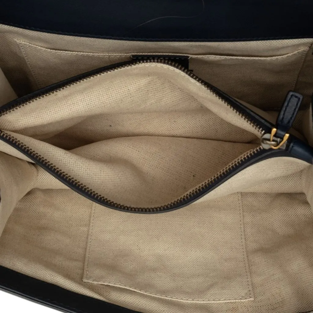 Gucci Medium Calfskin Bamboo Dionysus Web Satchel Blue Leather Very good - Model View