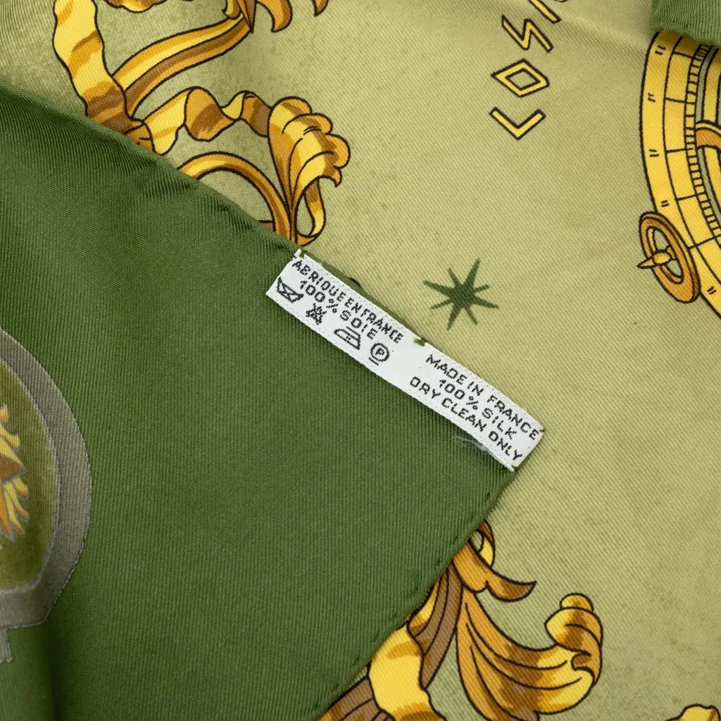 Hermès Cosmos Silk Scarf 90 Green Silk Very good - Model View