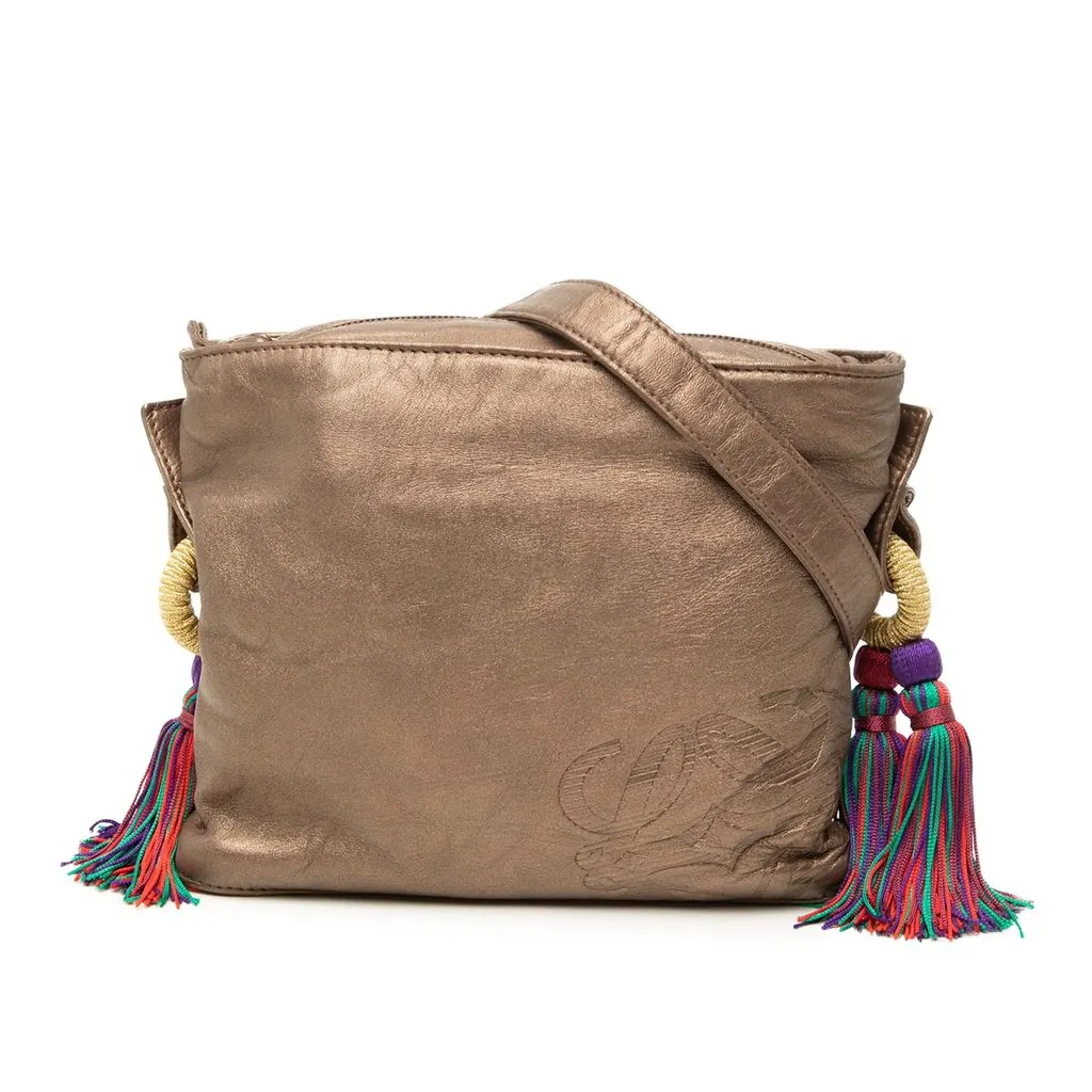 Loewe Nappa Metallic Flamenco Tassel Crossbody Brown Leather Very good - Front View