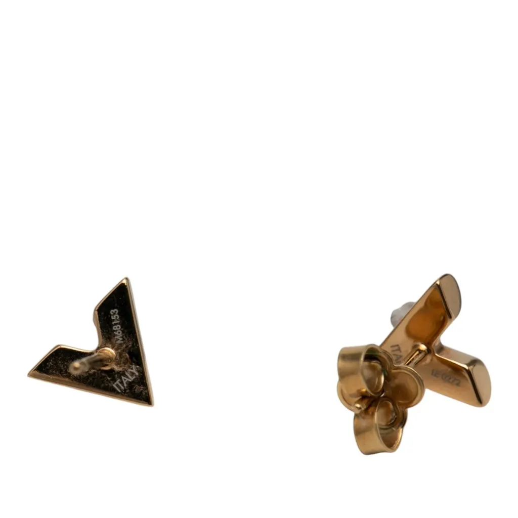 Louis Vuitton Gold Plated Essential V Stud Earrings Gold Metal Very good - Inside View